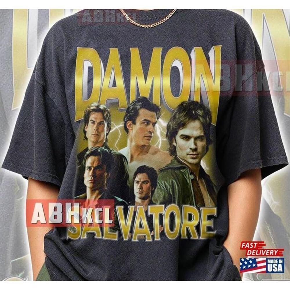 Damon Salvatore Vampire Tv Series Retro Fan Graphic TShirt